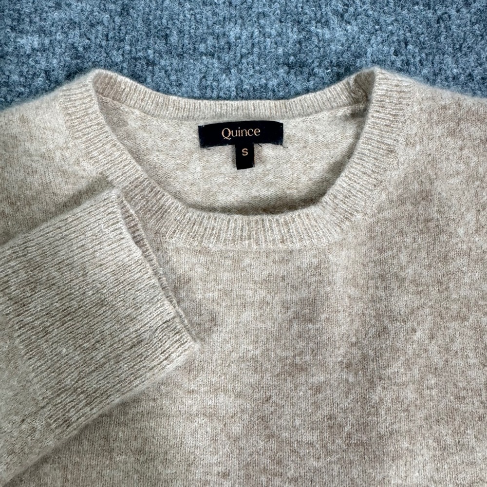 Quince Mongolian Cashmere Crewneck Sweater Women S Oatmeal 100% Cashmere EUC